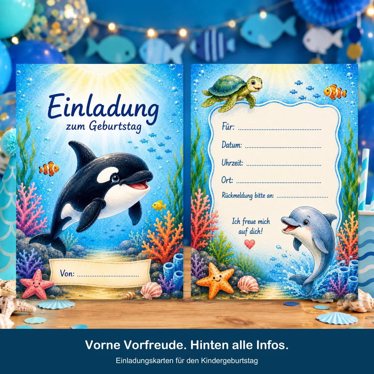Einladungskarte Unterwasser 10er Set A6