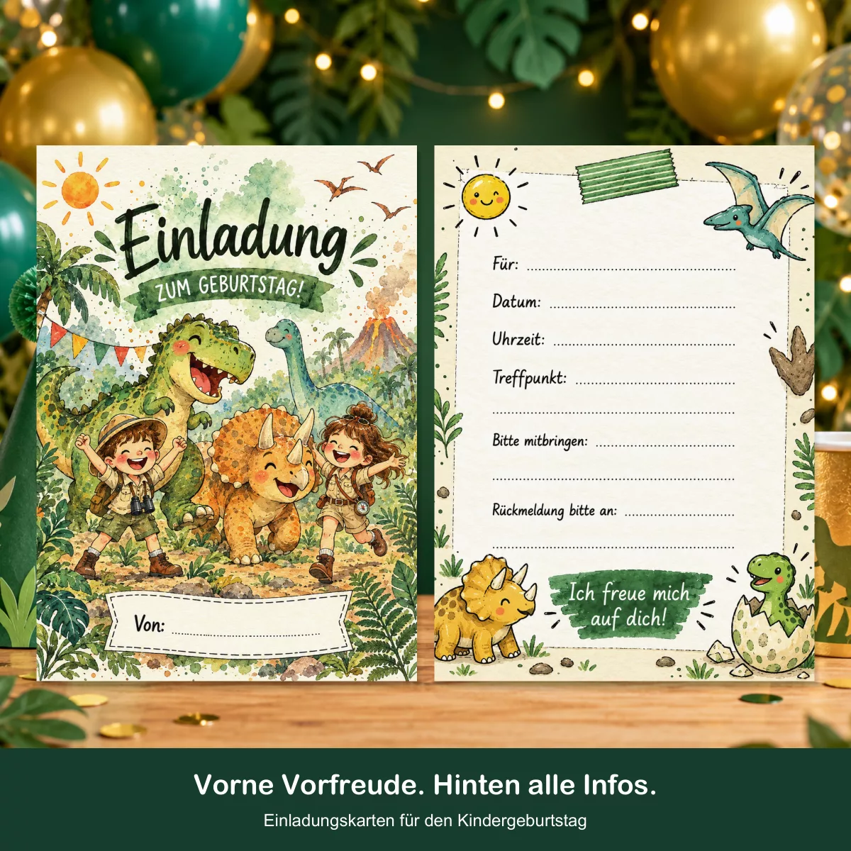 Einladungskarte Dinosaurier 10er Set A6