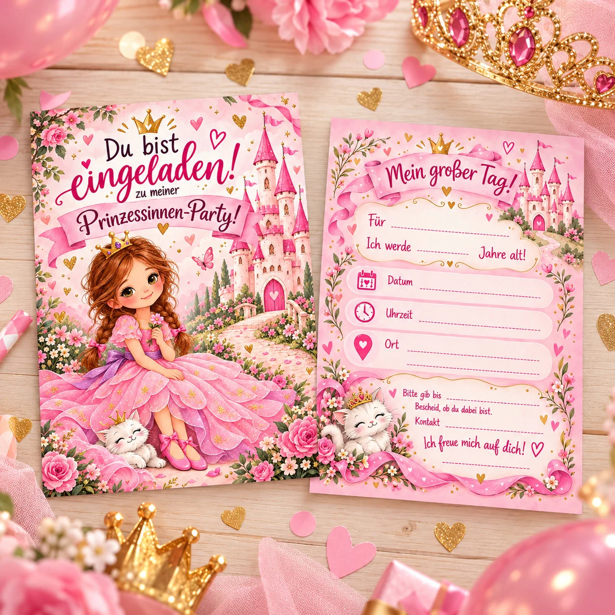 Einladungskarte Prinzessin 10er Set A6