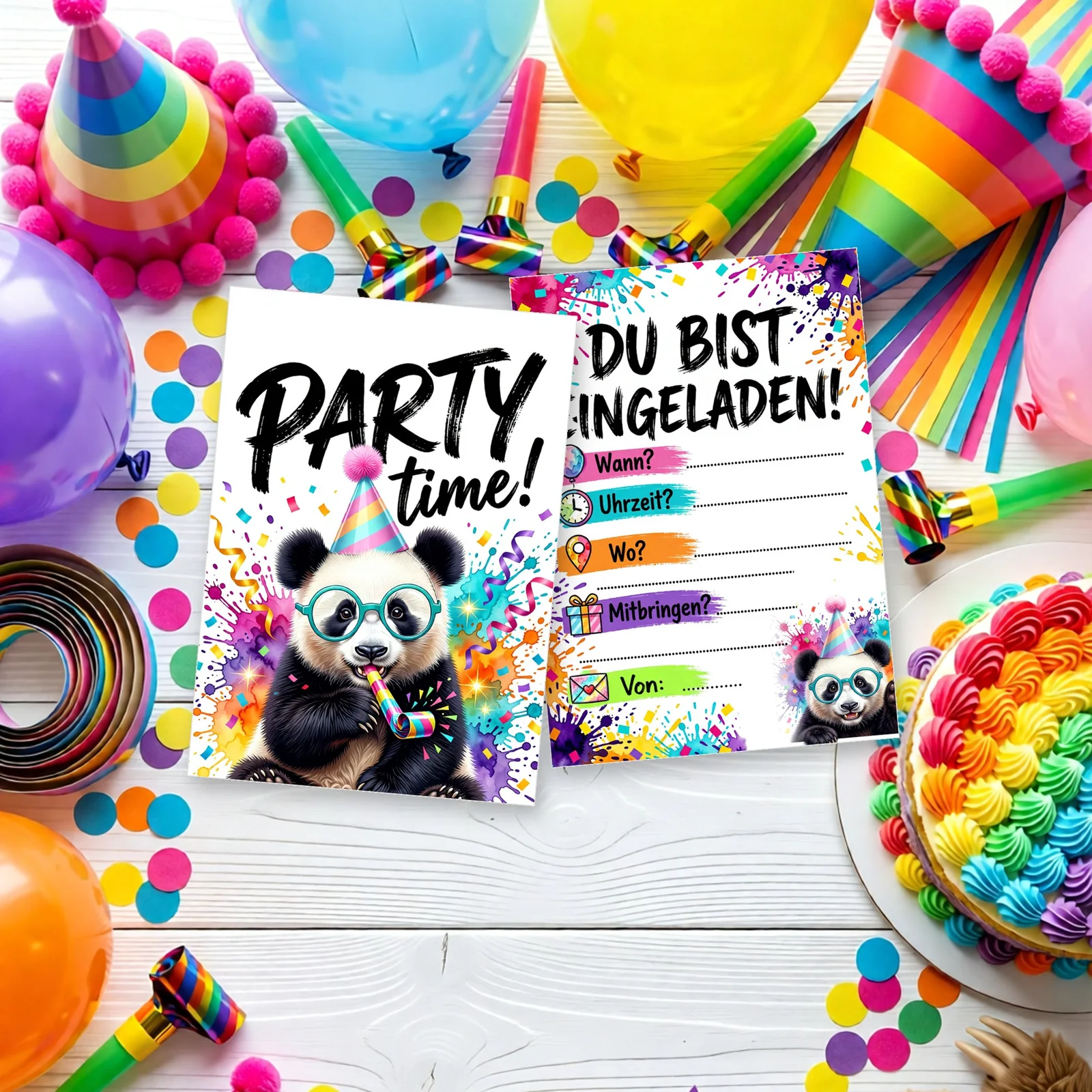 Einladungskarte Party Panda 10er Set A6