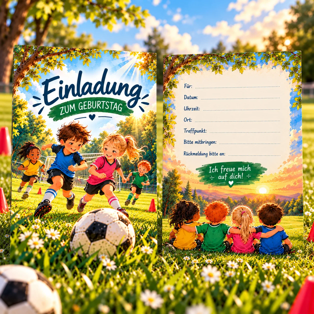 Einladungskarte Fußball 10er Set A6