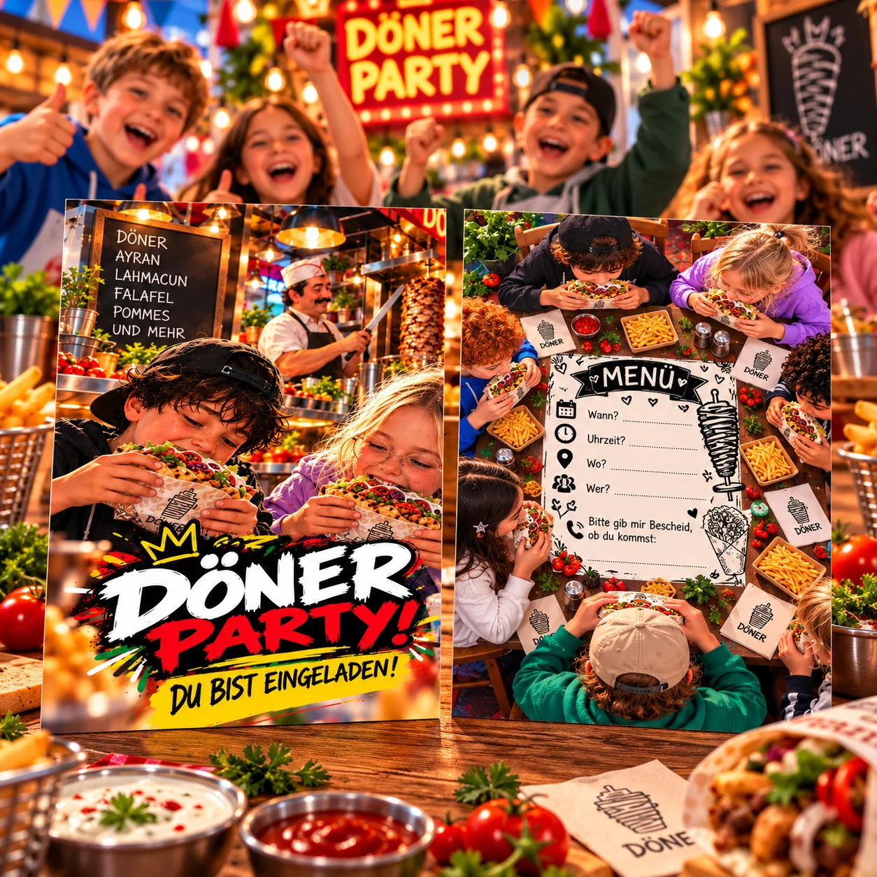 Einladungskarte Döner 10er Set A6